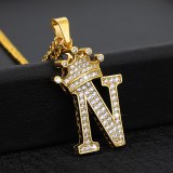 Crown Initial Letter Necklace Hip Hop Necklaces fb1991102