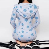 Women Hooded Home Sleepwear Sexy V Neck Onesies Pajamas M2995106