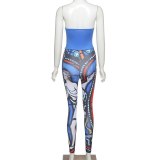 Women Sexy High waist Tube Top Printed Bodysuit Bodysuits 173647b