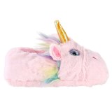 New Women Cute Cartoon White Pink Unicorn Plush Slippers 03344