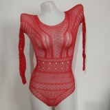Hot Women Long Sleeve Diamond Bodycon Bodysuit Lingeries Underwear 182132