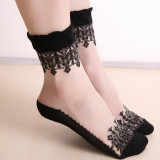 Summer Ladies Lace Silk Transparent Crytal Stretch Women Socks C-045162