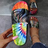 Women's Print Flat Platform Rainbow Color Slipper Slides Slippers Slide YY7057586