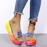 Women's Shoes Open Toe Fashion Butterfly Rhinestone Slippers Slides C0910-23