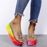 Women's Shoes Open Toe Fashion Butterfly Rhinestone Slippers Slides C0910-23