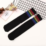 New Children's Girl's Rainbow Knee High Colorful Stripes Socks 09110