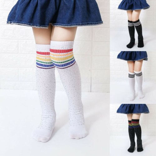 Children Girls Kids Diamond Over Knee High Long Socks wz0314