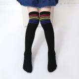 New Children's Girl's Rainbow Knee High Colorful Stripes Socks 09110