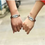 Double Heart Love Leather Bracelet Bracelets QNW108899
