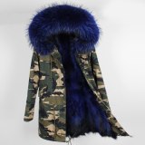 Winter Natural Raccoon Fur Liner Collar Parkas Coat Coats D34