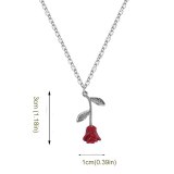 Drop Red Rose Pendant Necklaces For Women Jewelry Gift 00101-334-12