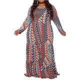 Fall Long Sleeve Maxi Dress Leopard Print Dress Dresses 138495