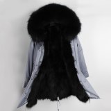 Winter Natural Raccoon Fur Liner Collar Parkas Coat Coats D34
