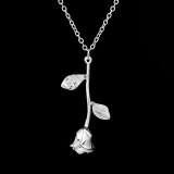 Women Natural Leaf Rose Shape Romantic Necklaces Valentine Day Present  000901-12