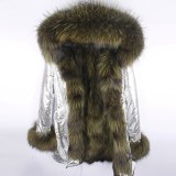 Women's Large Raccoon Fur Collar Winter Parka Parkas Coat Coats FD3344