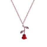 Drop Red Rose Pendant Necklaces For Women Jewelry Gift 00101-334-12