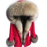 Women's Large Raccoon Fur Collar Winter Parka Parkas Coat Coats FD3344