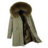 Camo Women Winter Parkas Large Raccoon Fur Collar Hooded Parkas