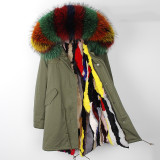 Camo Women Winter Parkas Large Raccoon Fur Collar Hooded Parkas
