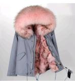 Winter Real Large Raccoon Fur Collar Fox Fur Lining Hooded Parka Coat Coats B4354