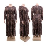 Fall Long Sleeve Maxi Dress Leopard Print Dress Dresses 138495