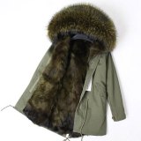 Winter Natural Raccoon Fur Liner Collar Parkas Coat Coats D34