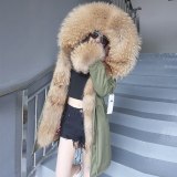Women's Large Raccoon Fur Collar Winter Parka Parkas Coat Coats FD3344