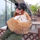 Camo Women Winter Parkas Large Raccoon Fur Collar Hooded Parkas
