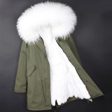 Camo Women Winter Parkas Large Raccoon Fur Collar Hooded Parkas
