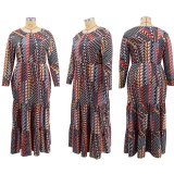 Fall Long Sleeve Maxi Dress Leopard Print Dress Dresses 138495