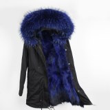 Winter Natural Raccoon Fur Liner Collar Parkas Coat Coats D34