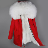 Camo Women Winter Parkas Large Raccoon Fur Collar Hooded Parkas