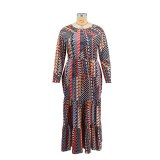 Fall Long Sleeve Maxi Dress Leopard Print Dress Dresses 138495