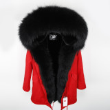 Women Winter Coat Real Raccoon Fur Jacket Parka Coat Coats ED12