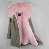 Natural Real Raccoon Fur Collar Thick Warm Parkas Coat Coats D12