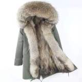 Natural Real Fur Parka Winter Raccoon Fur Collar Coats ED34