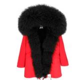 Lamb Fur Parka Medium Long Cotton Winter Jacket Coat Coats ED1526