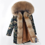Women Winter Coat Real Raccoon Fur Jacket Parka Coat Coats ED12