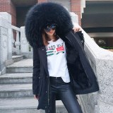 Winter Real Large Raccoon Fur Collar Thick Ladies Down & Parkas