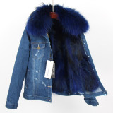 Winter Coat Large Raccoon Fur Collar Real Fox Fur Lining Coats A3344