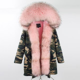 Women Winter Coat Real Raccoon Fur Jacket Parka Coat Coats ED12