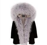 Lamb Fur Parka Medium Long Cotton Winter Jacket Coat Coats ED1526