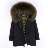 Liner Large Fur Collar Down Jacket Parka Coat Coats D6374