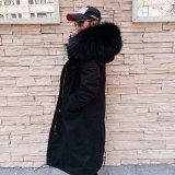 Women Winter Big Real Raccoon Fur & Liner X-Long Jackets Parkas Coats C3344