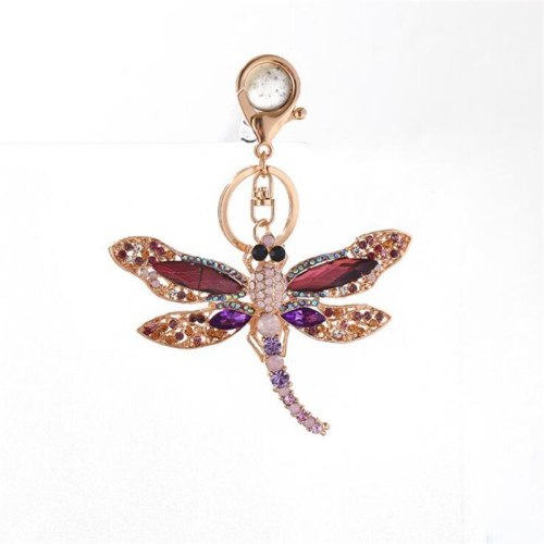Gold Metal Dragonfly Keychains Animal Design Car Bag Key Ring YSK01021