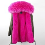 Natural Real Raccoon Fur Collar Thick Warm Parkas Coat Coats D12