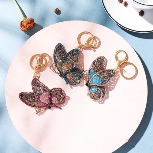 Fashion Jewelry Key Chain Color Rhinestone Hollow Butterfly Key Ring YSK01122