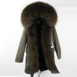 Women Winter Coat Real Raccoon Fur Jacket Parka Coat Coats ED12