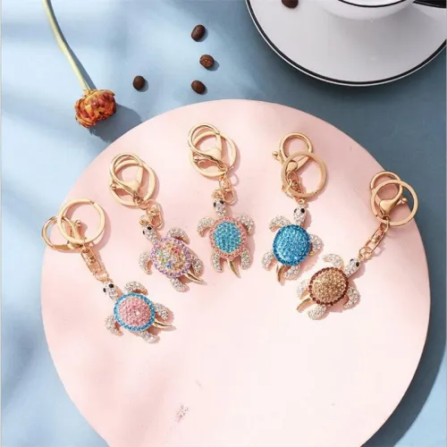 Crystal Tortoise Keychain Holder Buckle Fashion Exquisite Key Ring YSK02435