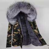 Large Natural Real Fox Fur Hooded Thick Warm Parkas Jackets Coats B1425